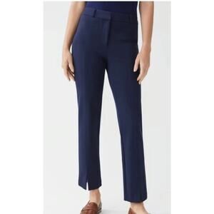 J. McLaughlin Ankle Pants Blue Straight Leg Front Slit Career Workwear Size 8